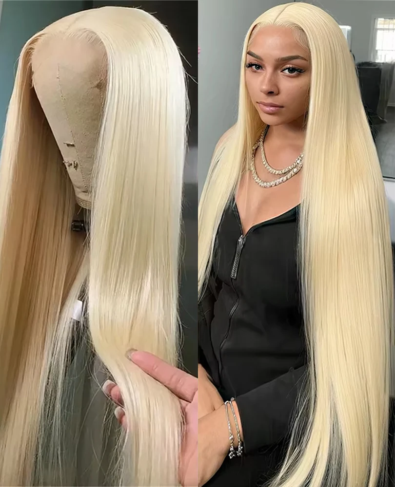 250% Bone Straight 613 Honey Blonde 13x4  Lace Front Human Hair Wig Brazilian 30 Inch Colored 13x6 HD Lace Frontal Wigs