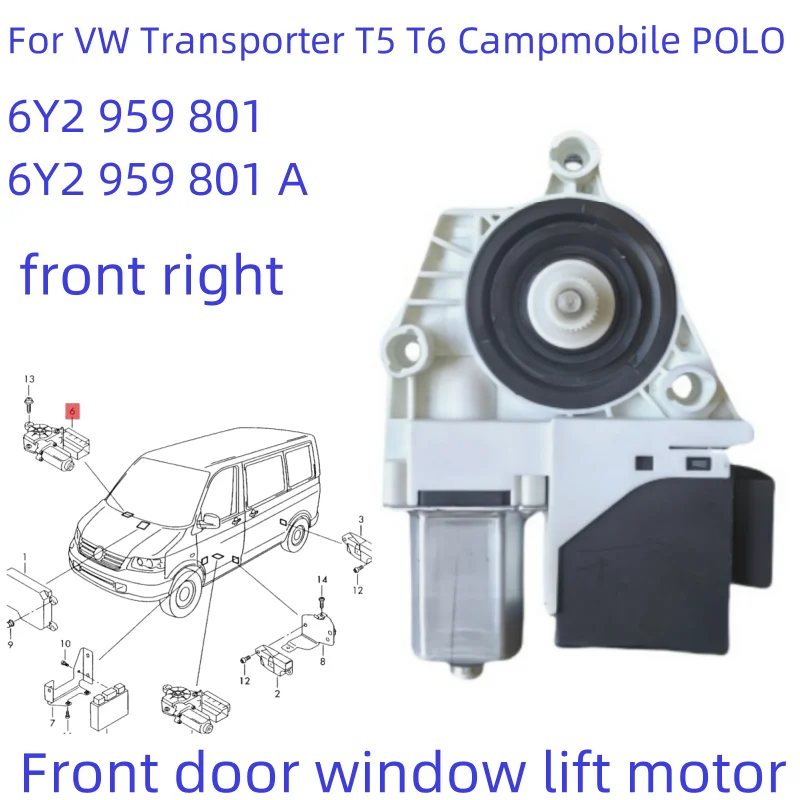 6Y2959802 Window lift motor  For VW Transporter T5 T6 Polo Campmob Skoda Fabia  6Y1959802 6Y1959802 front left front right new