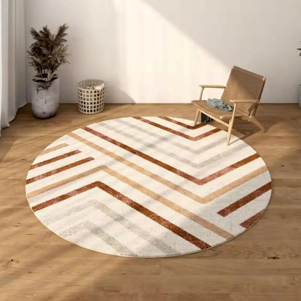 Home Absorbent Non-Slip Carpet Modern Minimalist Mat Living Room Fluffy Bedroom Decor Striped Carpet Large Area Circular Carpet