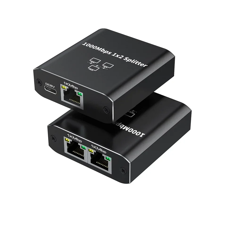 

Network Distributor 1 To 2 - High Speed 1000Mbps Network Splitter Adapter With USB Power Cable For Cat5/5E/6/7/8 Cable