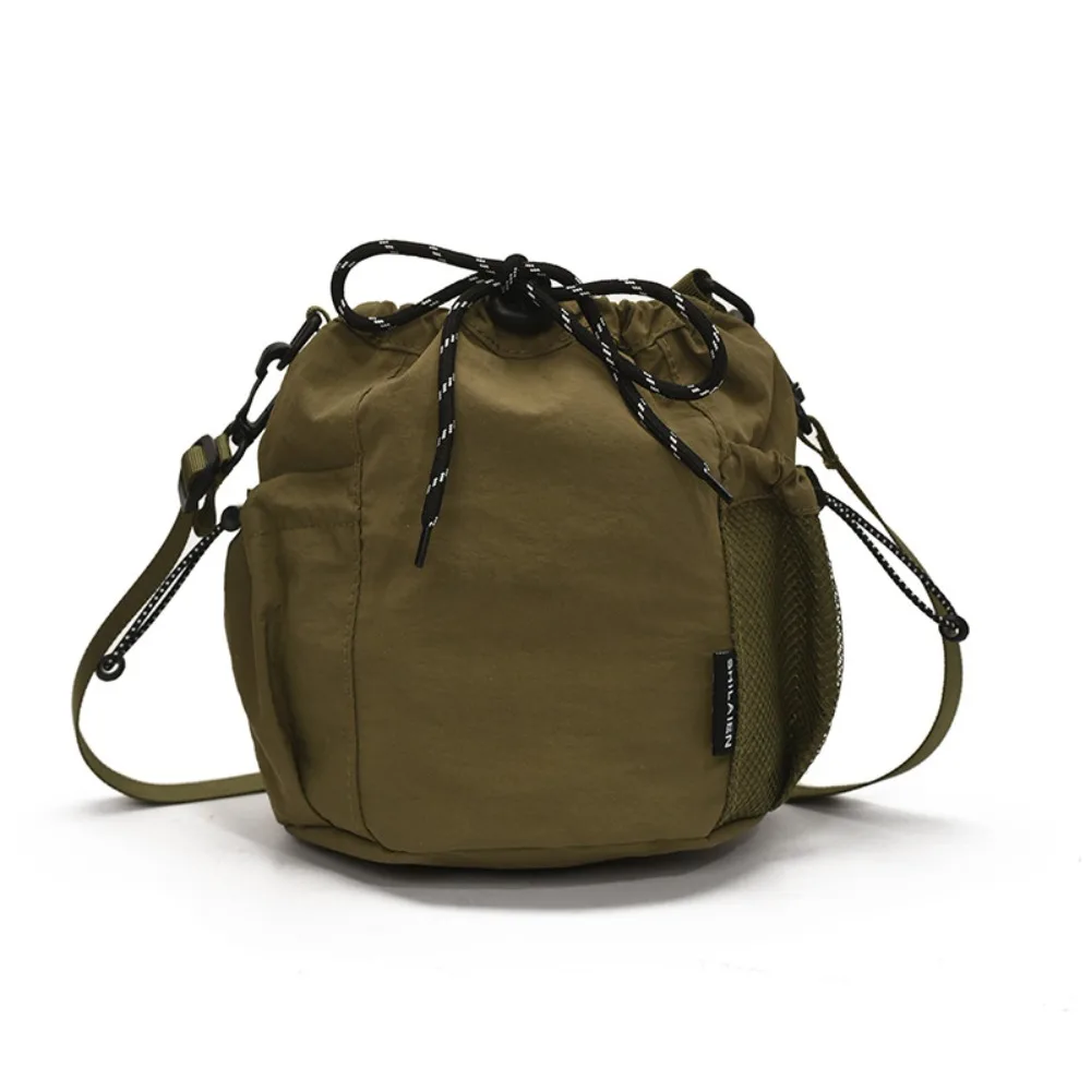 

Korean Style Drawstring Bucket Bag Purse Solid Color Nylon Shoulder Bag Handbag Mobile Phone Bag Small Crossbody Bag Travel
