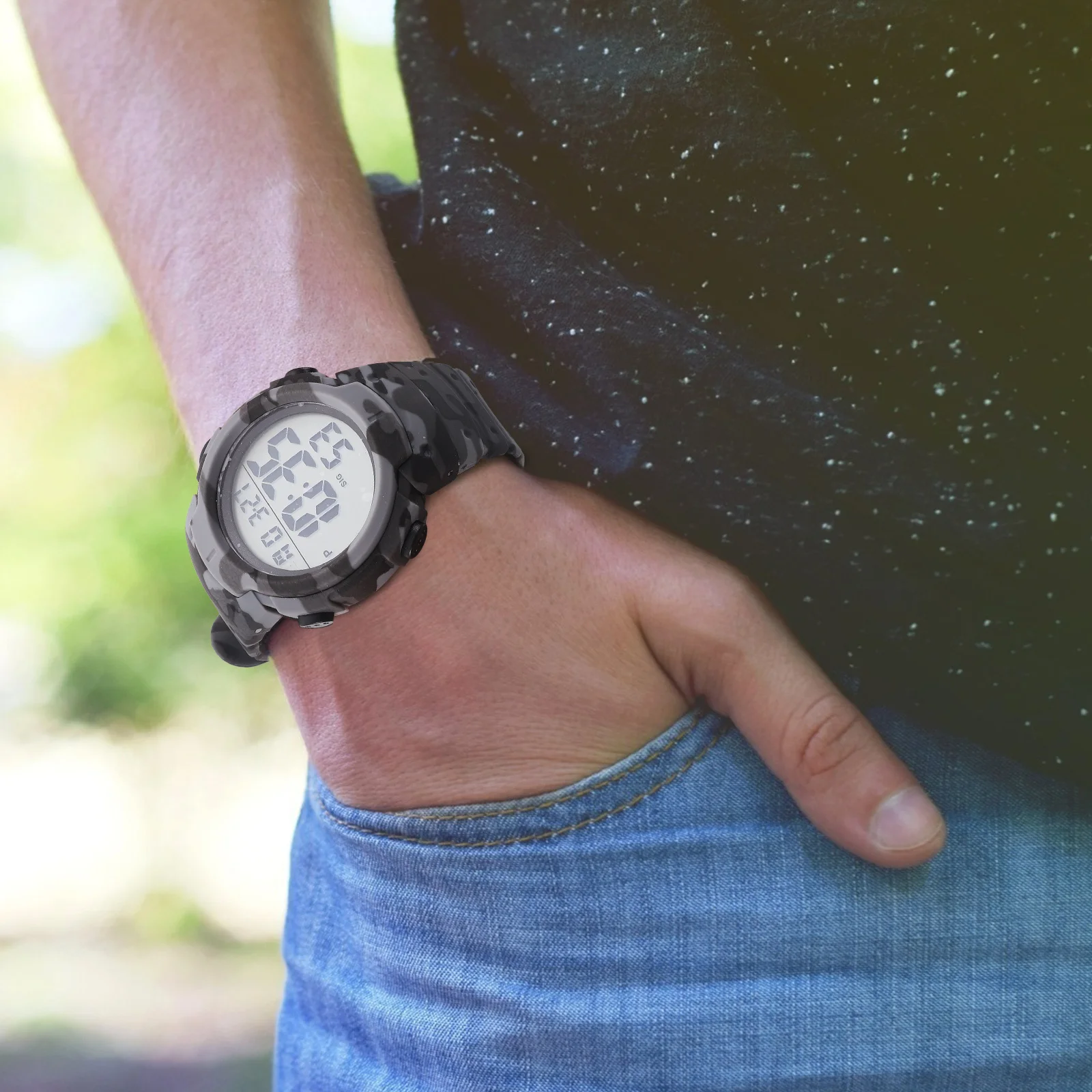 

Digital Sports Watch for Men Large Screen Luminous Electronic Multi-Function Waterproof Travel Time Stopwatch Morning Exercise