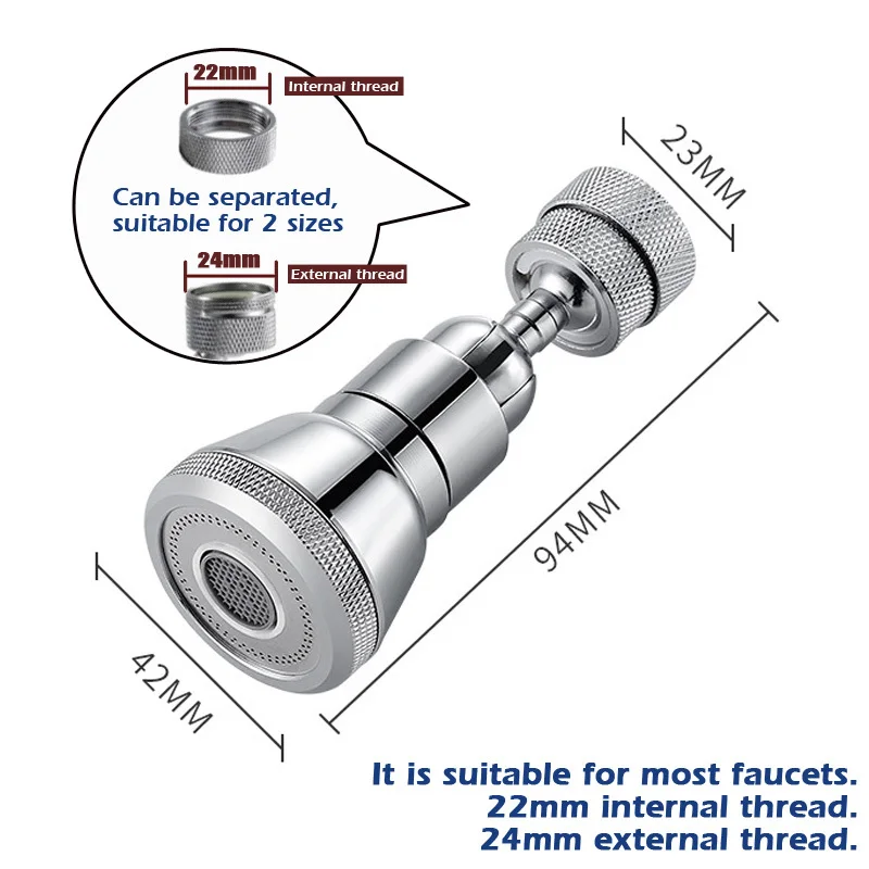 Messing Universal Küche Wasser Wasserhahn Einstellbar Druck 2 Modus Rotierenden Tap Düse Adapter Dusche Kopf Wasser Sparen