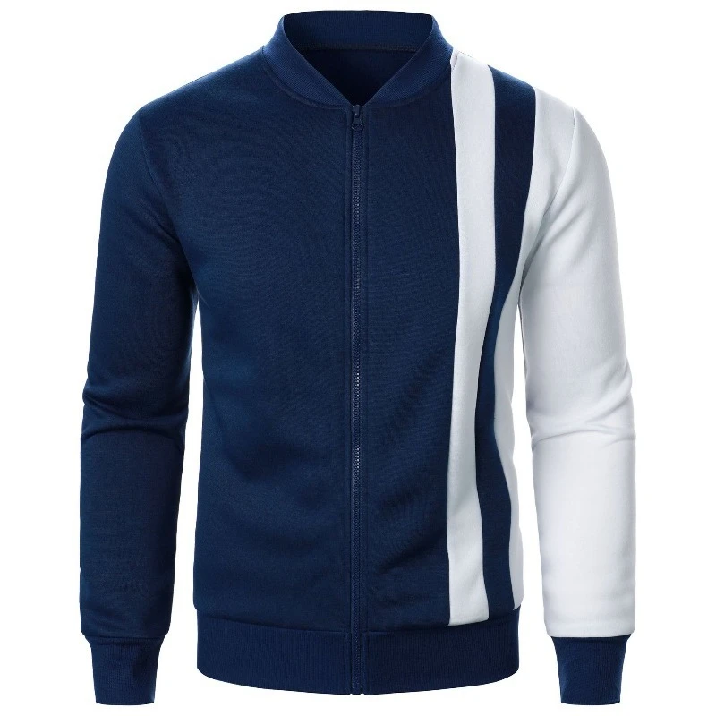 

Men's New Zipper Stand-up Collar Color Blocking Jacket Casual Long Sleeve Gym Blazer Spring Fall Youth Men's Clothing Coats
