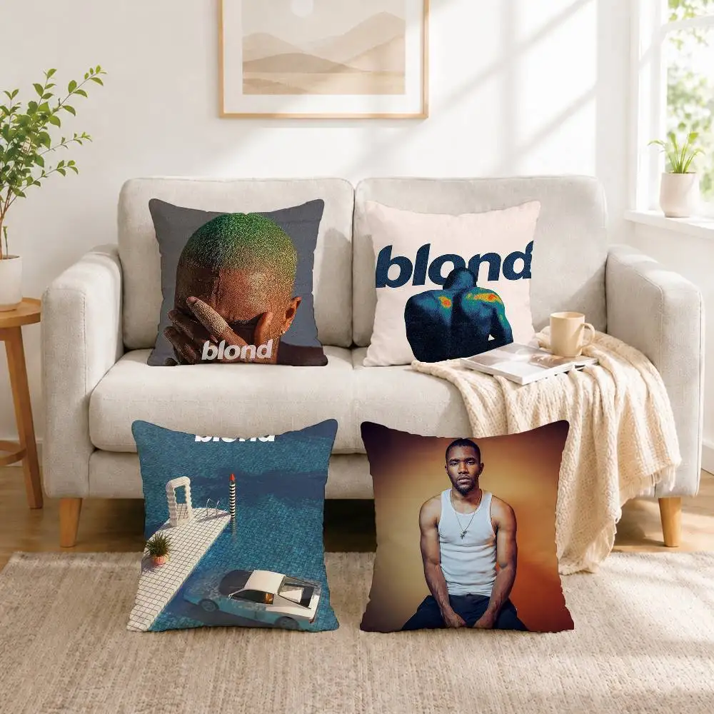 

B-Blond F-Frank Ocean Pillow Case Square Double-Sided Sofa Cushion Cover Bedroom Bedside Pillow Gift