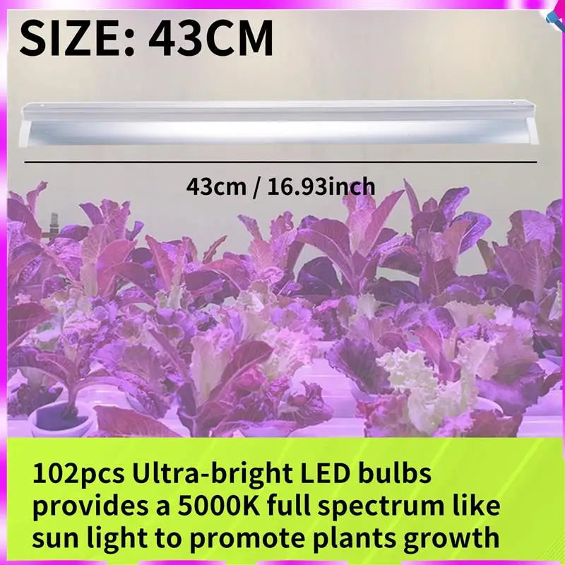 N96R 2 Pack 102 LED-Bulbs Grow Light Strips Full Spectrum Plant Light For Indoor Plants Growing Seedling US Plug