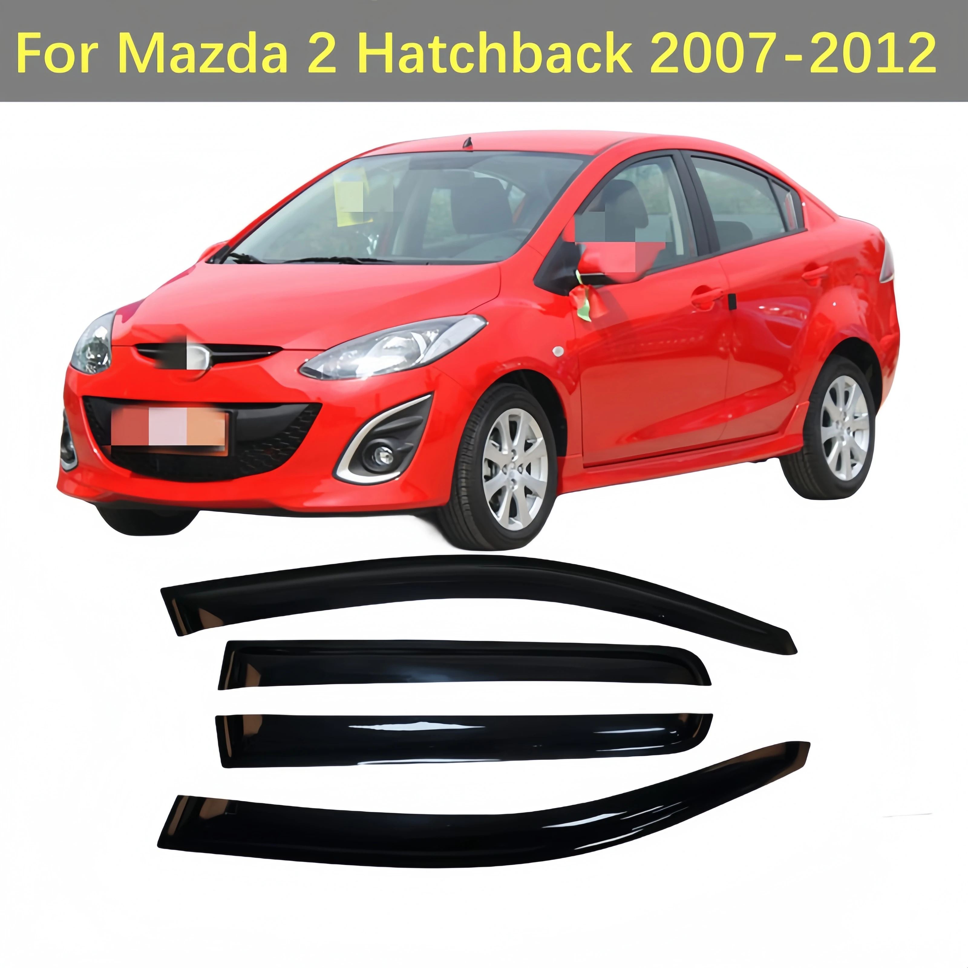 

For Mazda 2 2007-2012 Side Window Visor Sun Rain Deflector Guard Awnings Shelters Adhesive Cover Trim Car Styling Accessories