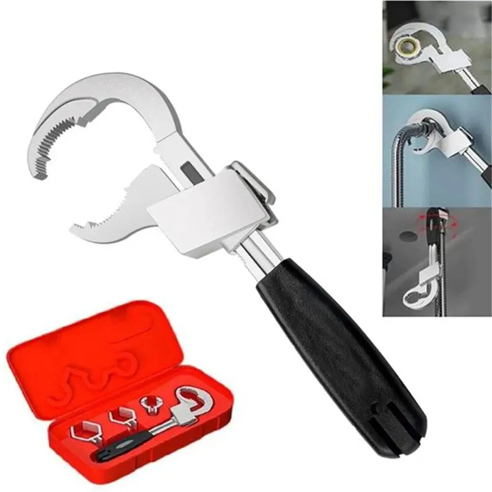 

Universal Adjustable Wrench With 3 Chuck Multifunctional Double-ended Bath Wrench Bathroom Repair Hand Tool Dropship