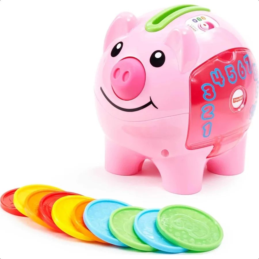 

FisherPrice Baby Toddler Toy Laugh Learn Smart Stages Piggy Bank with Educational Songs Phrases for Infants Ages 6+ Months