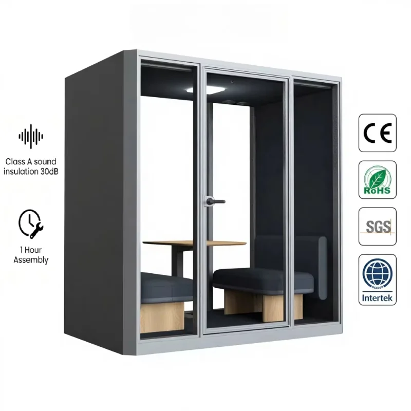 Modular Steel Frame Soundproof Silent Booth High Density Sound Absorbing Material Quiet Isolation Room For Home Office Use