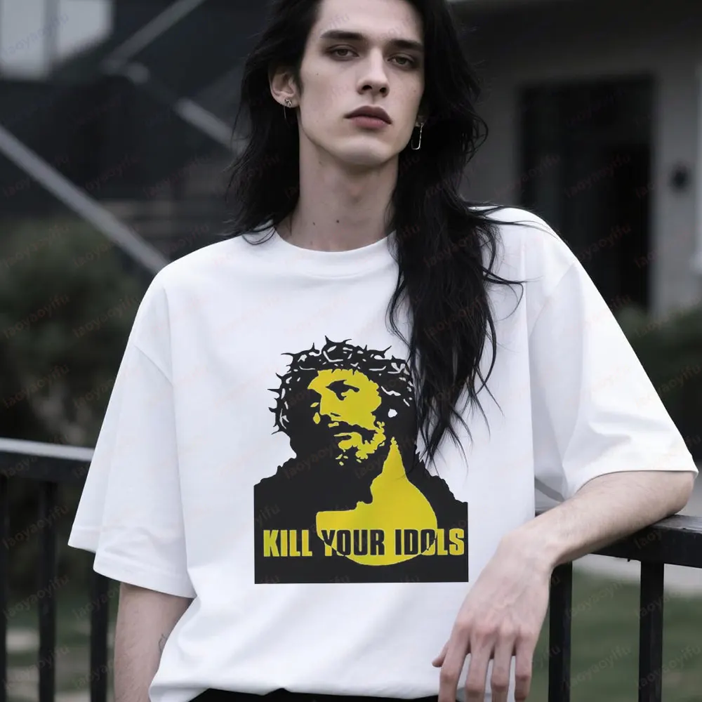 

Kill Your Idols Jesus Punk Rock Design Meme Tee Gamer Cult Movie Music T Shirt Unique Printed T-shirt Men Women Cotton Tops