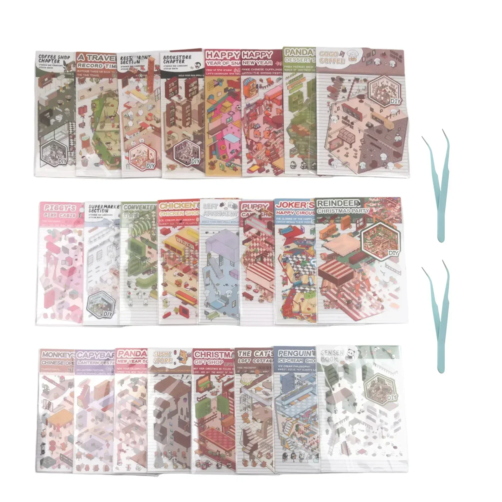 

Creative Crafting 19*13cm 3D House Stickers Creative Customization 3D Stickers Kit Cabin Scene Easy Application