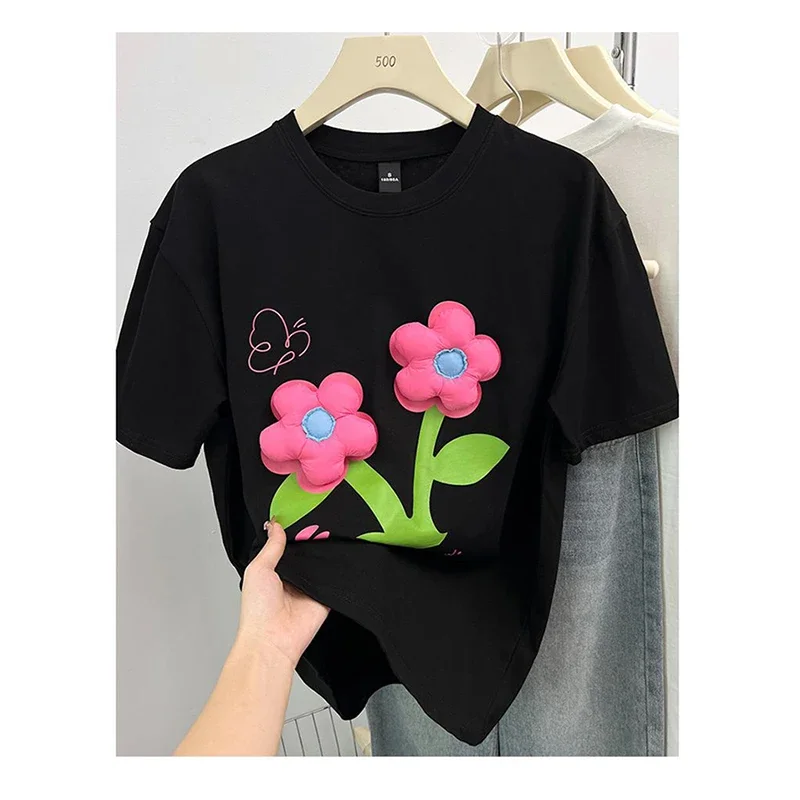 2024 Summer New T-shirt Loose Trendy Men's and Women's Short Sleeves White Fashionable  t shirt women