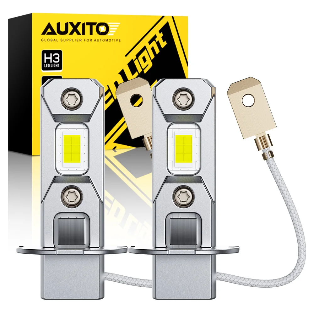 AUXITO 2Pcs Canbus H3 12V LED Car Lamp Fog Lights DRL High Power H3 LED Yellow 3000K White 6500K H3 Diode lamps Bulb Mini 1:1