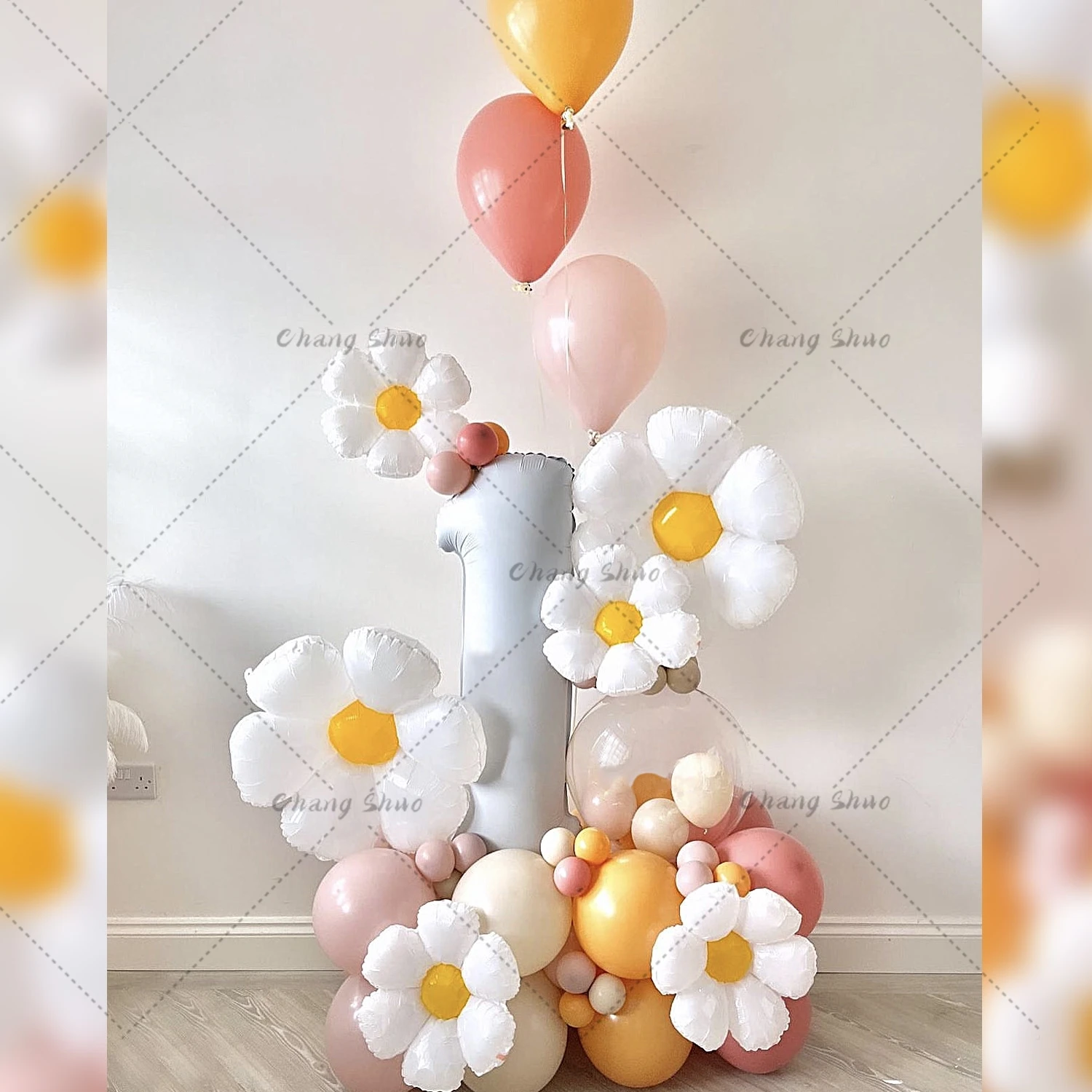 Flower Aluminum Film Balloon Daisy Blue Number Balloon Set Birthday Party Baby Shower One-year-old Scene Decoration Arrangement