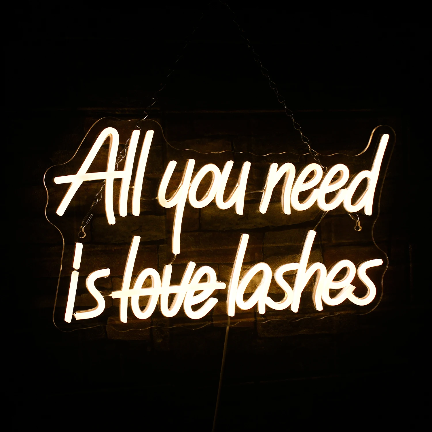 All You Need Is Lashes letreros de letras de neón para barbería, logotipo de letrero iluminado, decoración de habitación de salón de belleza, lámpara de pared artística alimentada por USB