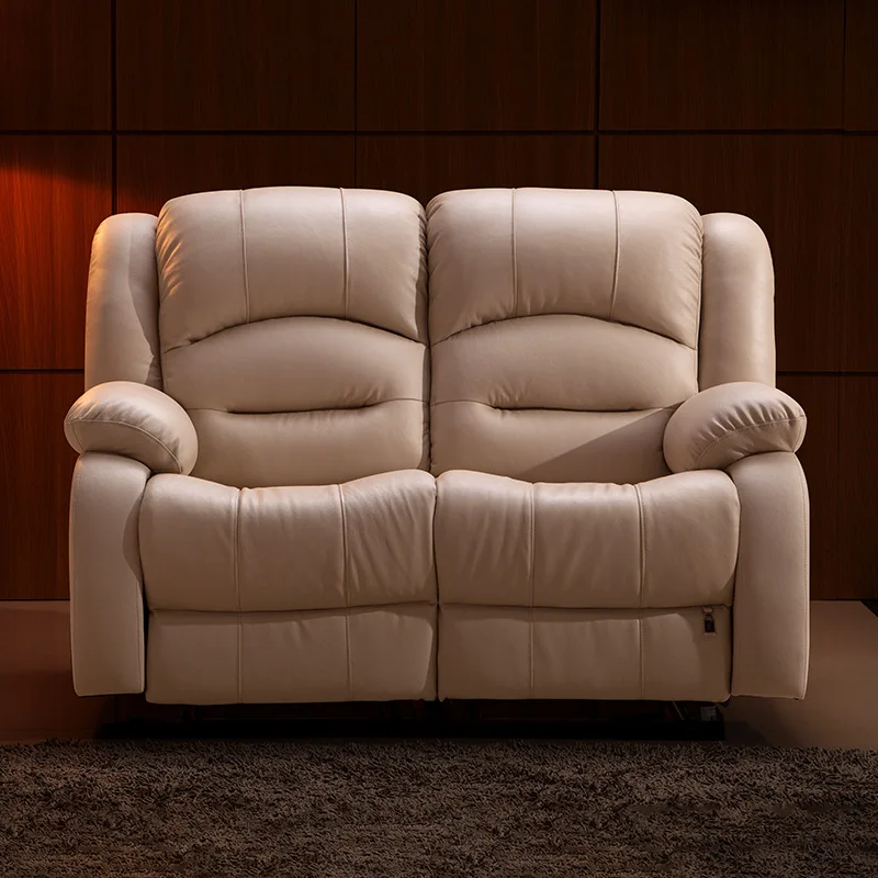 أريكة جلدية من الطبقة الأولى من جلد البقر، مجموعة فنية من الجلد الكهربائي لغرفة الفيديو وقاعة التلفزيون، كرسي أريكة متعدد الوظائف