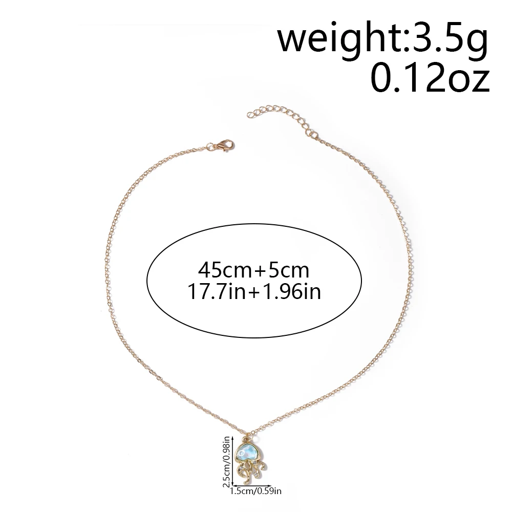 Aihua Modische goldfarbene Quallen-Halskette für Frauen und Mädchen, Sommer, Strand, elegante Quallen-Anhänger-Halskette, Schmuck, Geschenke – Detail 3