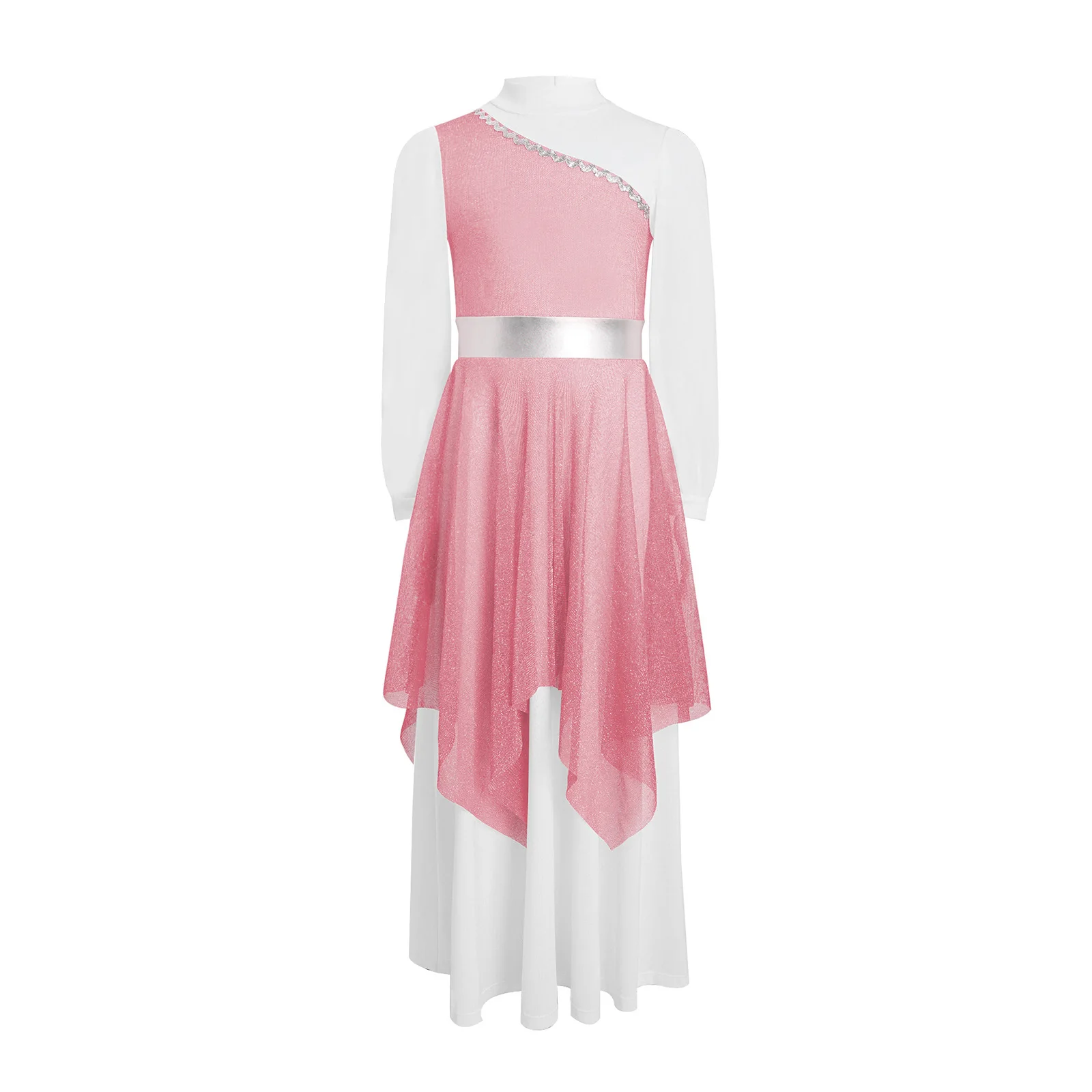 Vestido de baile de alabanza litúrgica para niñas, traje de actuación de danza de adoración lírico de Ballet Irregular de manga larga, Ropa de baile