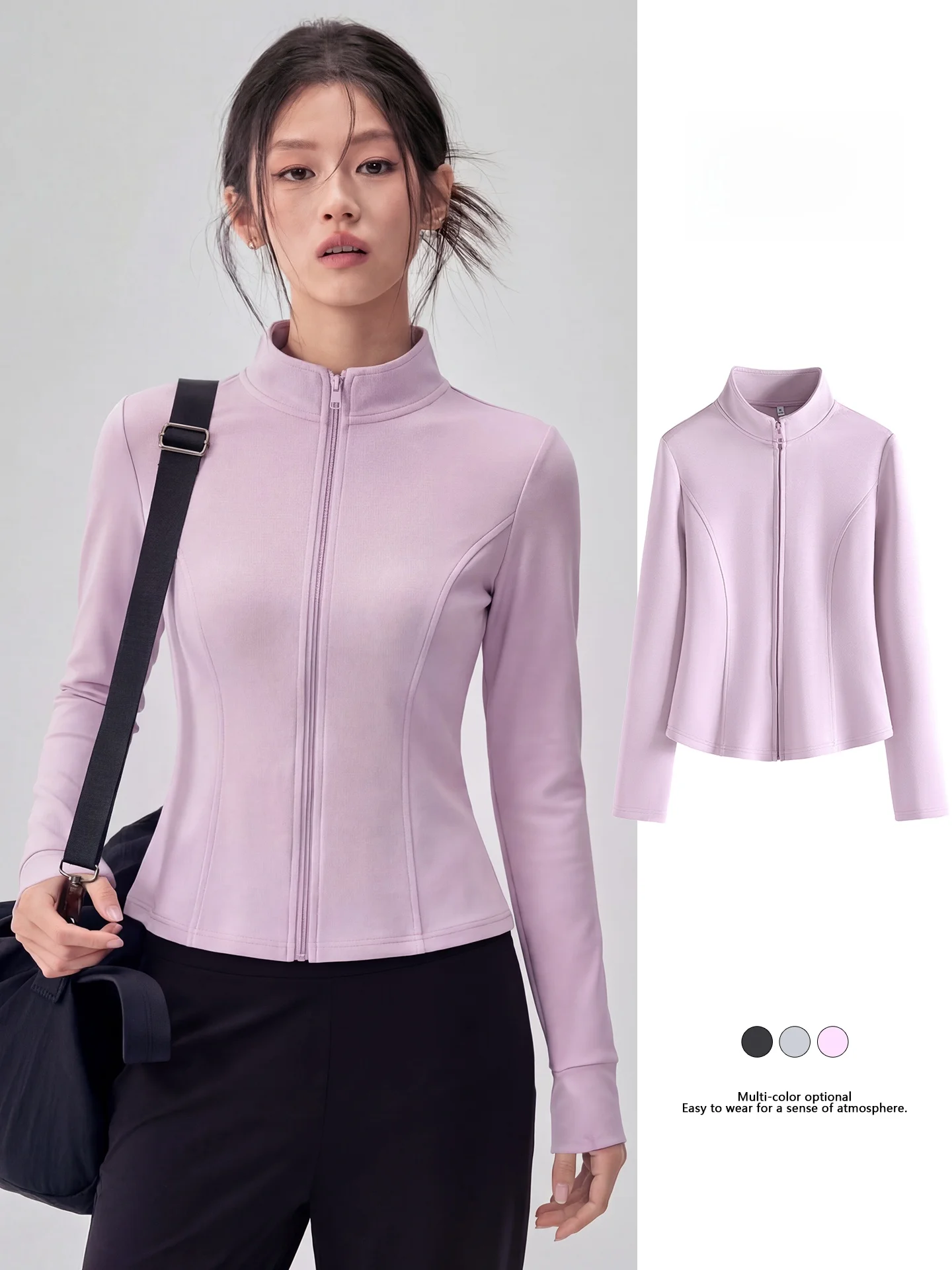 

Женская спортивная куртка MJsle: приталенная, на молнии, для йоги, быстросохнущая, для велоспорта, весна-осень, с воротником-стойкой