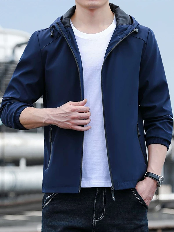 

Мужская куртка с капюшоном Sli: модная, ветрозащитная, универсальная верхняя одежда для весны и осени, простой дизайн, полиэстер