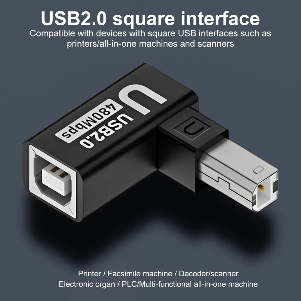 Elbow USB2.0 Printer Adapter USB Type B Male to Female For Printer Hard Drive Base Fax Machine Scanner USB 2.0 Printer Adapter