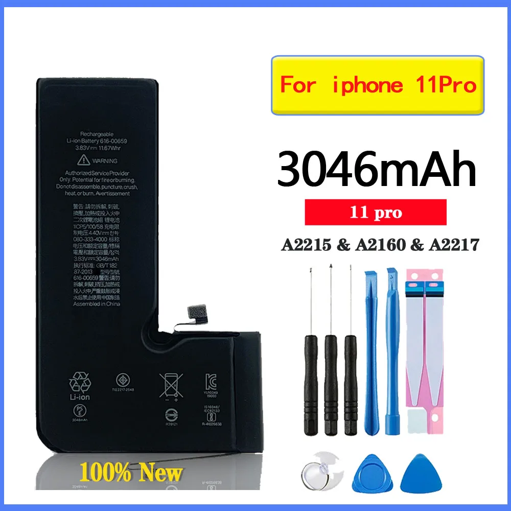 

Lithium Battery For IPhone 11Pro 11 Pro High Capacity 3046mAh A2215 A2160 A2217 High Quality Replacement Batteries