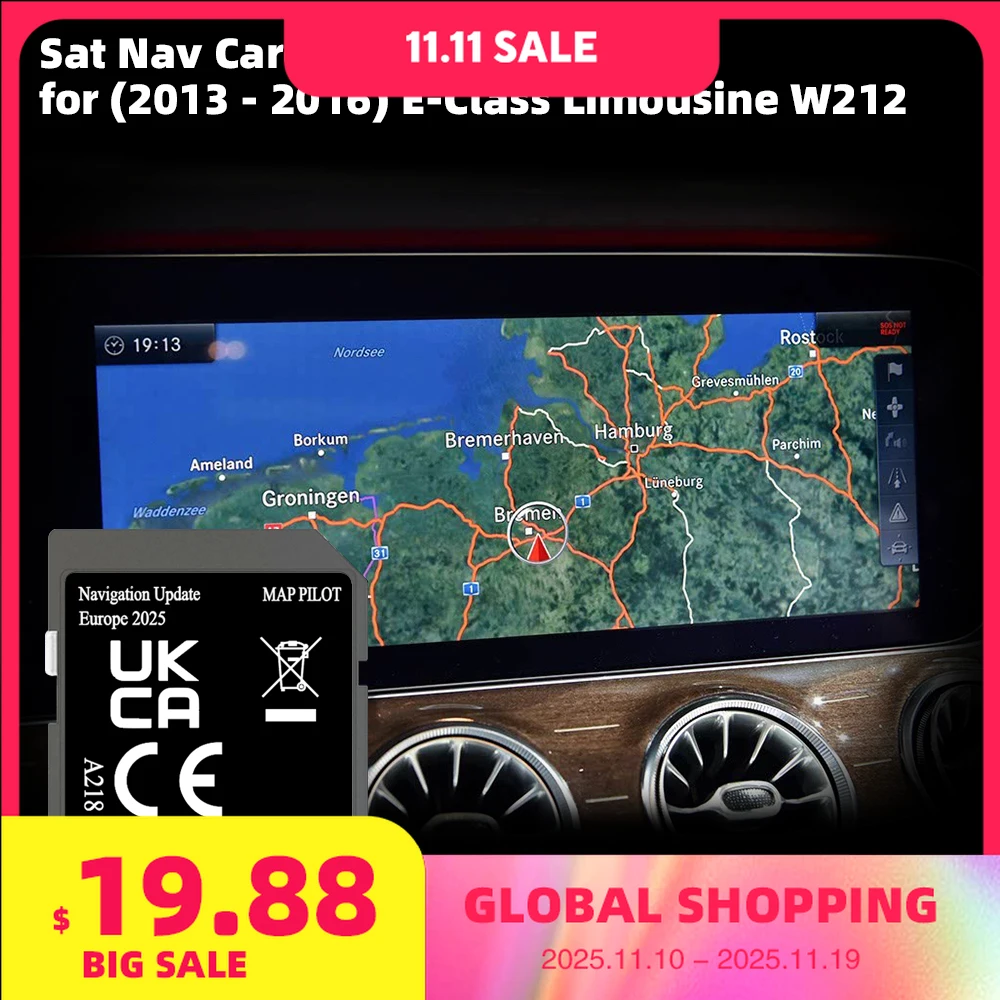 

A2189062704 V20 Map Cover Germany Sweden Netherlands map for Mercedes E-Class 2015-2016 Convertible 32GB Navi Card