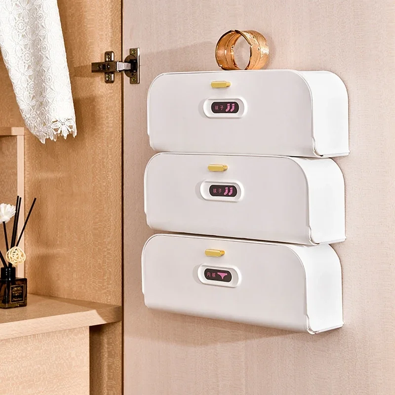 Pull-out Wardrobe Wall Mounted Panties Socks Storage Drawer No Pouch Sticky Bras Ties Underwear Organizer Sorting Drawer Box