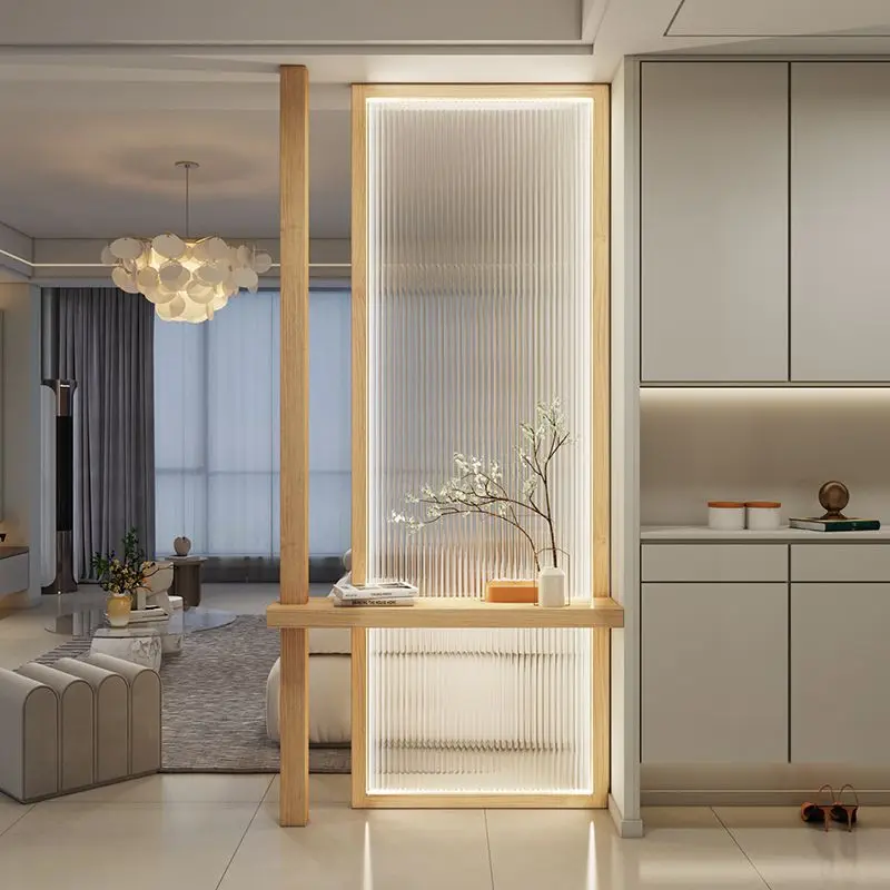 solid wood Changhong glass screen small apartment simple modern living room entrance entrance homestay partition nailing