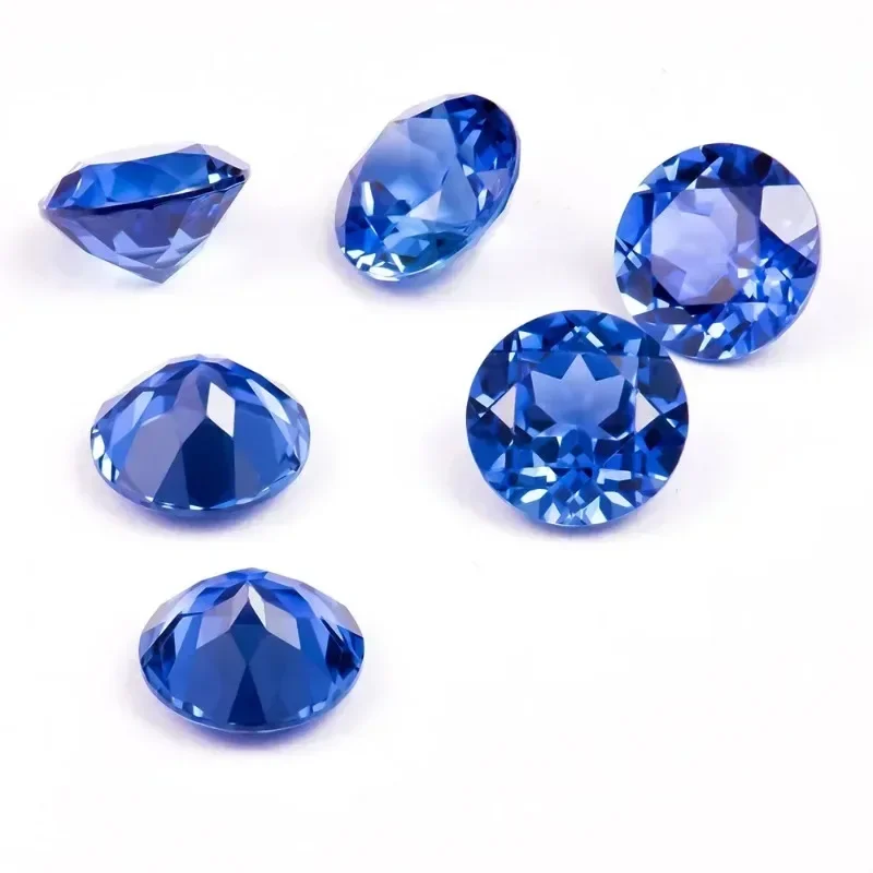 Lab Grown Sapphire Round Cut Royal Blue Color Top Quality Gemstones For DIY Jewel Pendant Making Selectable AGL Certificate