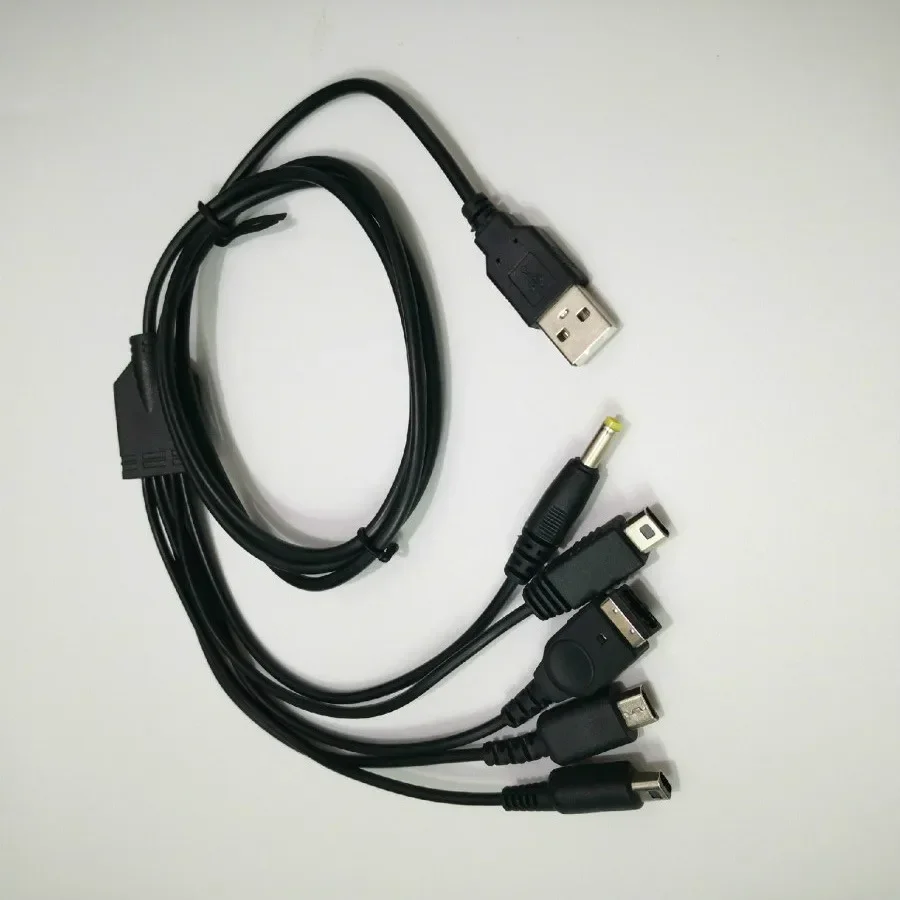 300pcs 1.2M Multi-function 5 in 1 USB Charging Cable Fast Charger for PSP Nintendo WII U GBA SP 3DS NDSL XL DSI Game Accessories