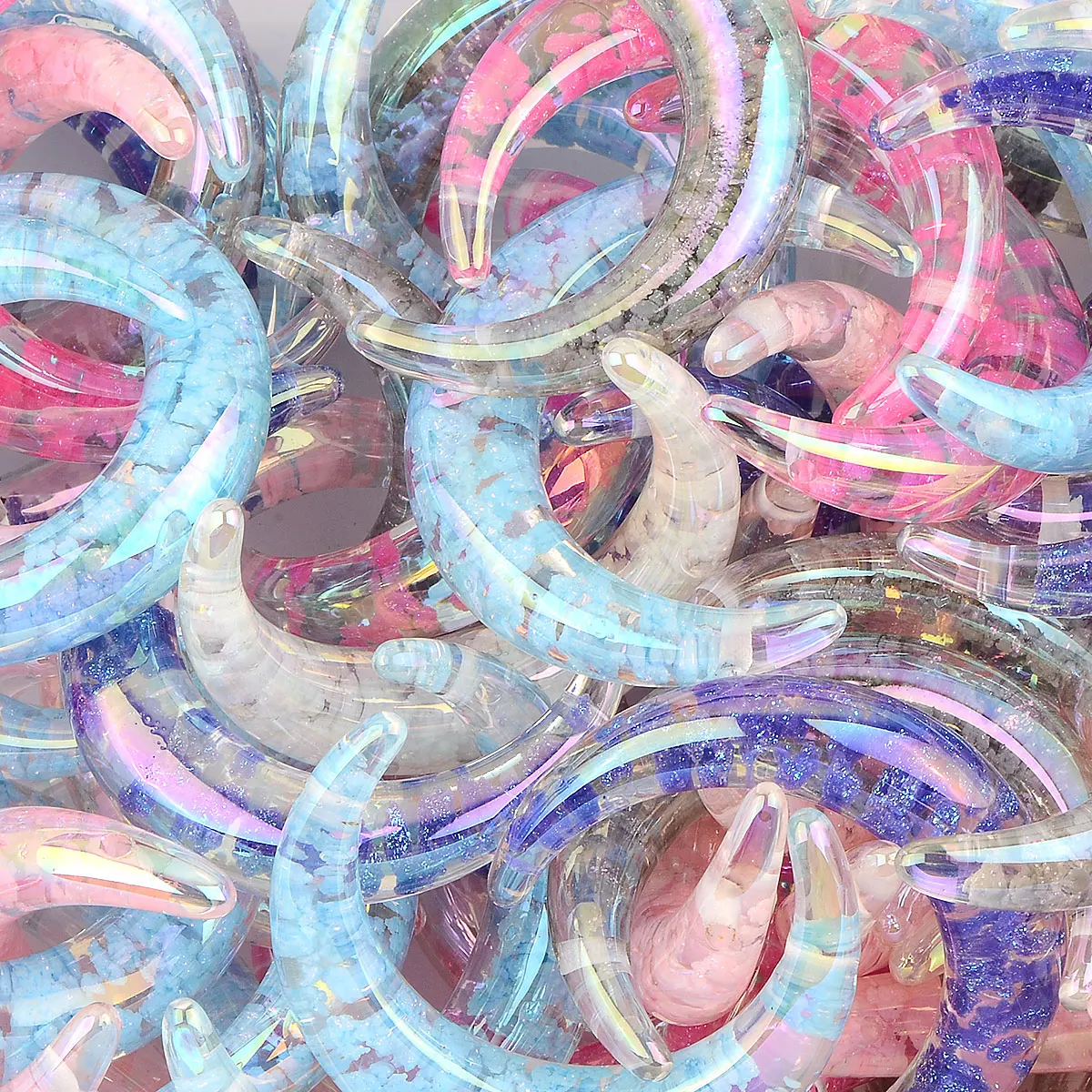 3 قطعة 3.6x4.5 سنتيمتر لون عشوائي مزيج القمر شكل noctilucent السلس الاكريليك الخرز عقد دي اي واي سوار مجوهرات هدية اكسسوارات #6