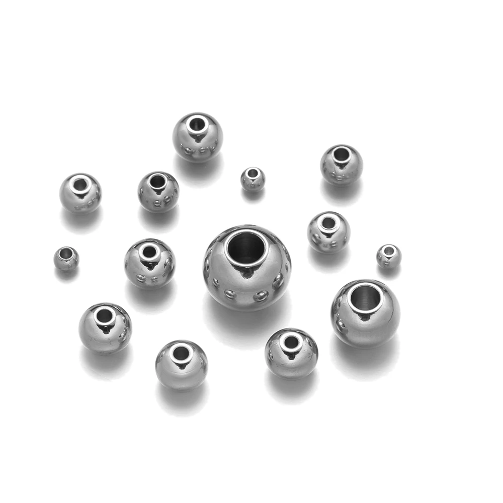 50pcs 4/5/6/8mm Smooth Round Metal Spacer 316 Stainless Steel Ball Loose Beads for DIY Craft Jewelry Neckalce Bracelet Making