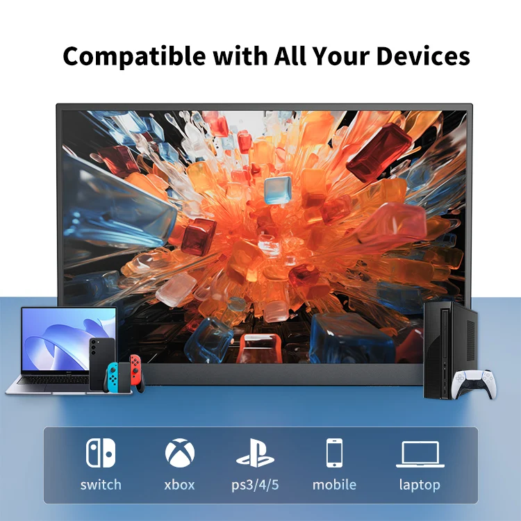 

13,3-дюймовый портативный широкоформатный IPS LCD-экран с QHD 2.5K дисплеем, разрешением HD, Type-C, частотой обновления 60 Гц, удобный монитор