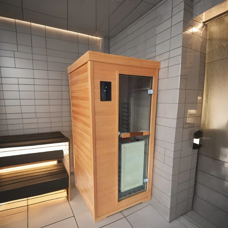 Classic Fashion Hot Selling Indoor New Pure Canadian Red Cedar Wooden Hot Rock Steam Shower Sauna