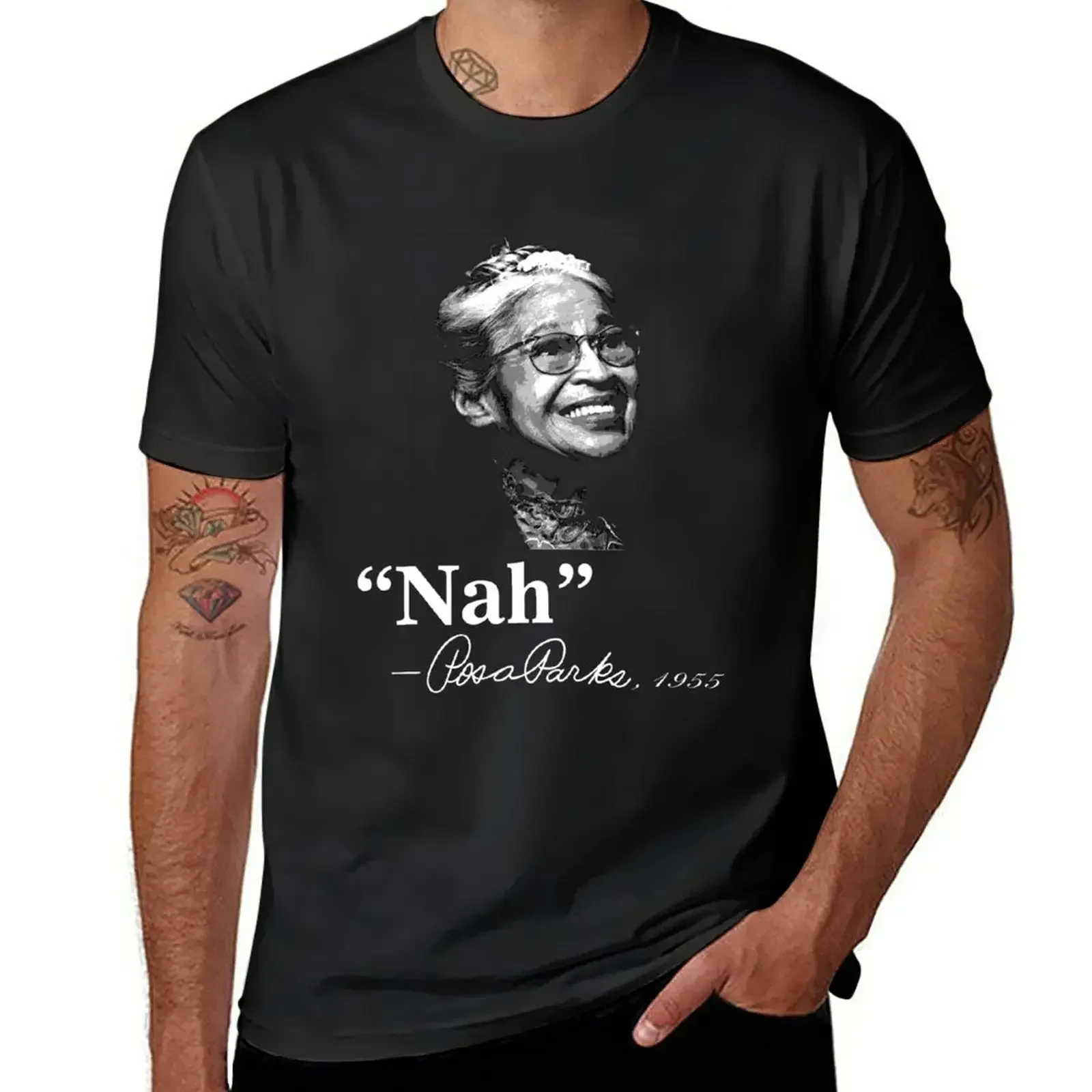 Nah Rosa Parks 1955 Quotation T-Shirt oversized plain mens clothing