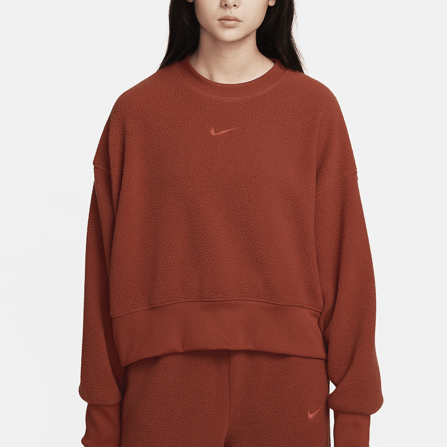 Nike genuine Sportswear Plush women's fashionable short hoodie DQ6845-832