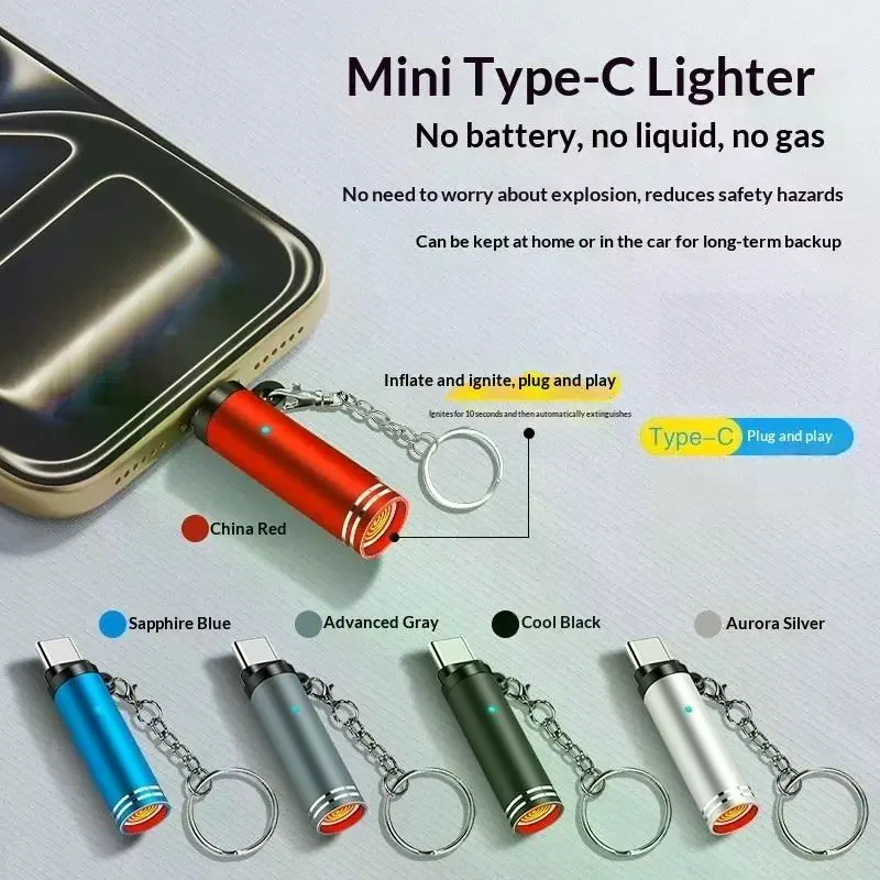 Type-C Mobile Cigarette Lighter Adapter Air Blowing Cigarette Lighter Outdoor Safety Portable Mini Cigarette Lighting Artifact