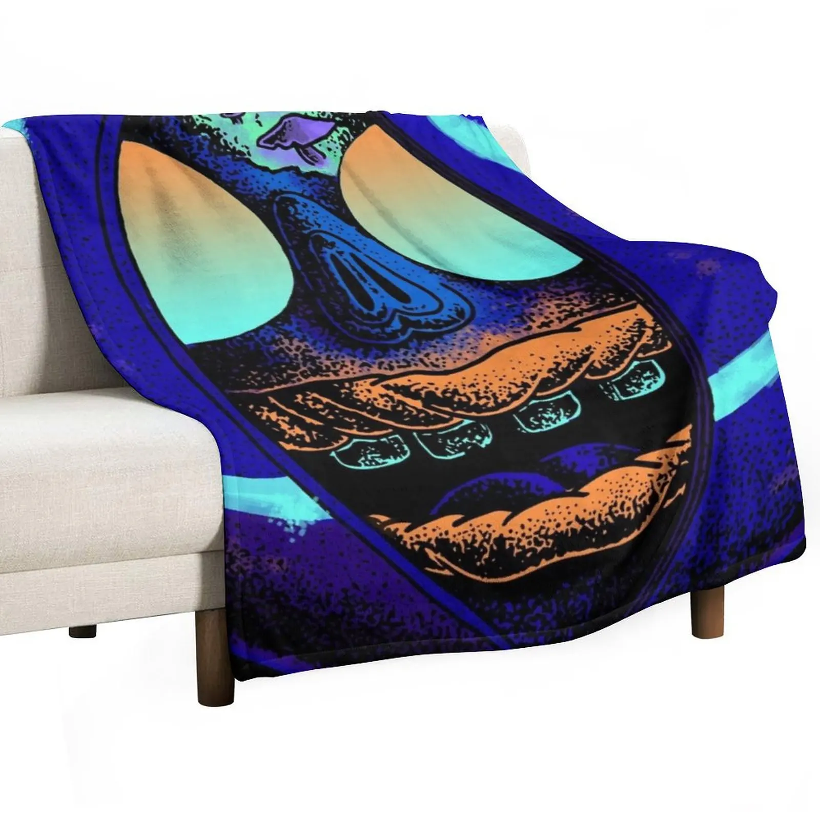 

Blacklight Smiling Throw Blanket Plaid on the sofa Beautifuls Picnic Blankets