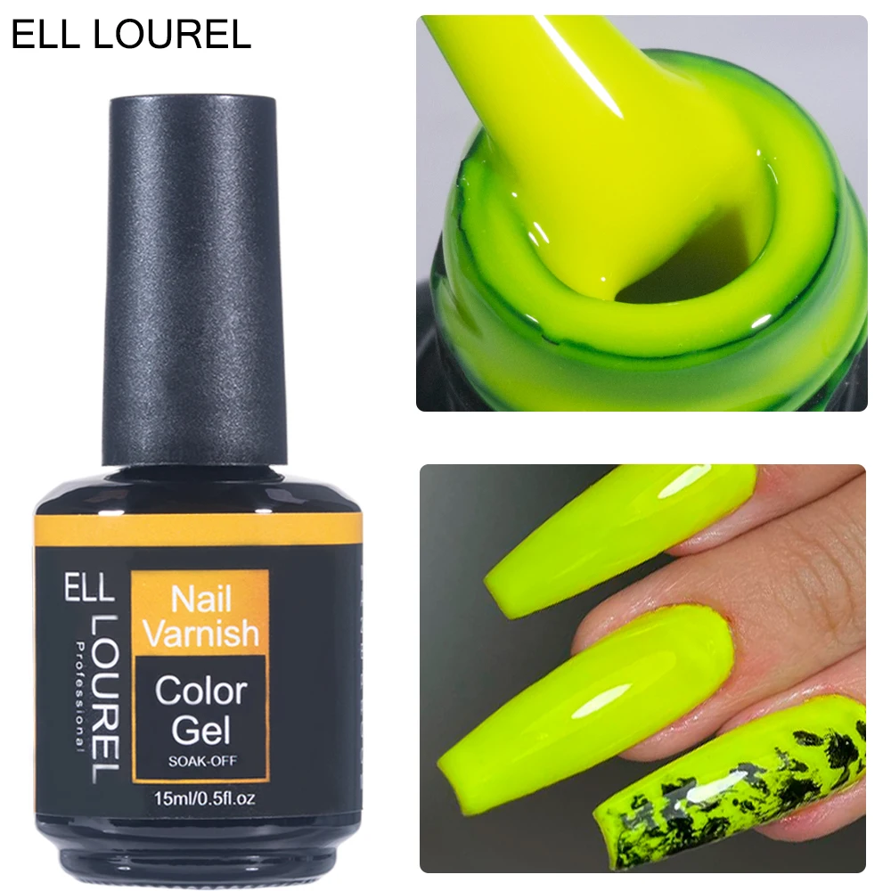 

ELL LOUREL 2023 Spring Color Gel Nail Polish 15ML Light Yellow Green Series Vernis Semi Permanent UV Manicure Gel Nails Supplies