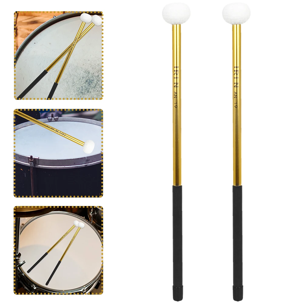 

2 Pcs Aluminum Alloy Timpan Drumsticks Mallet Hammer Damping Mallets Percussion Golden Work