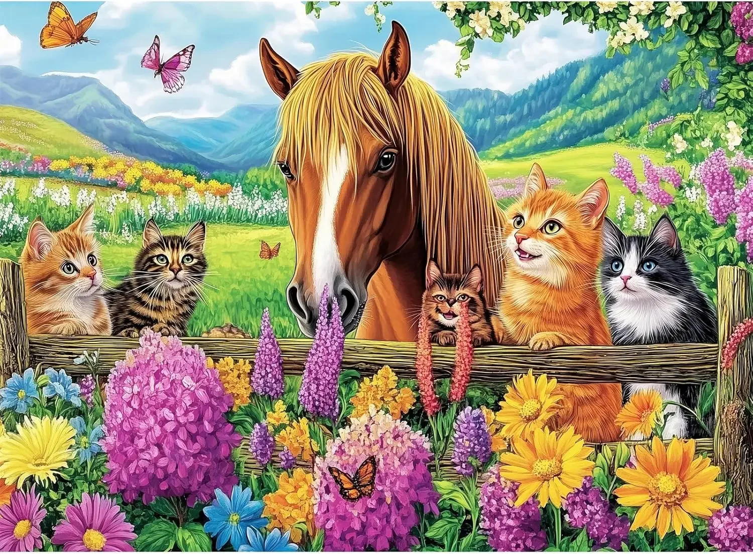 

﻿ Cats and Horses Adult Wooden Puzzle 1000/500/300 Pieces Jigsaw Puzzles for Gameroom Bedroom Livingroom Party Birthday Gift