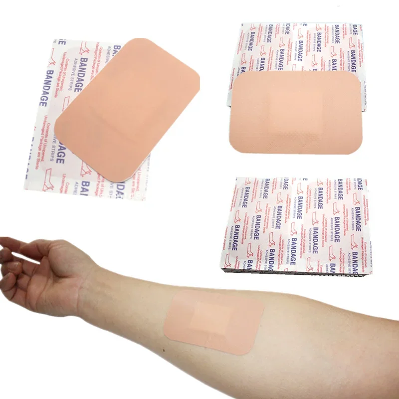 50pcs/set Large Skin Patch PE Waterproof Band Aid Square Shaped Sticking Plaster Band Aid Wound Dressing Patch Adhesive Bandages