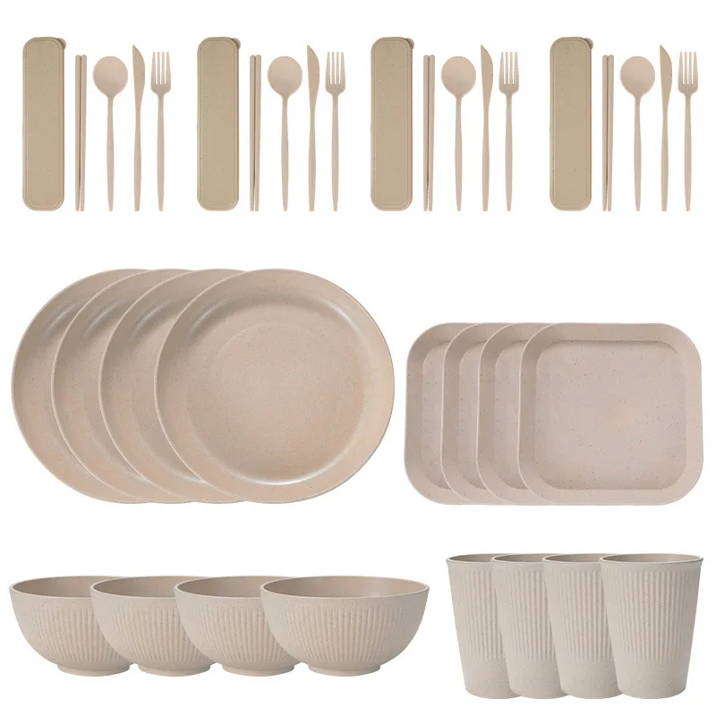 36-Piece Wheat Straw Dinnerware Set 10