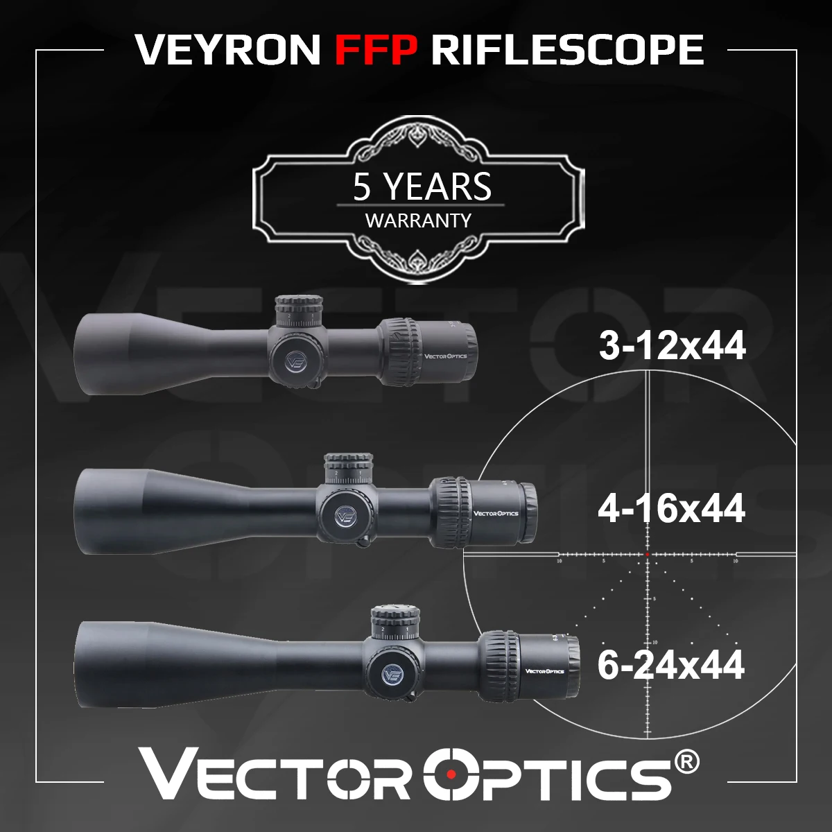 Vector Optics Veyron 3-12x44 4-16x44 6-24x44 FFP Riflescope Ultra Short Compact Design For Air Guns & Light Weight Firearms