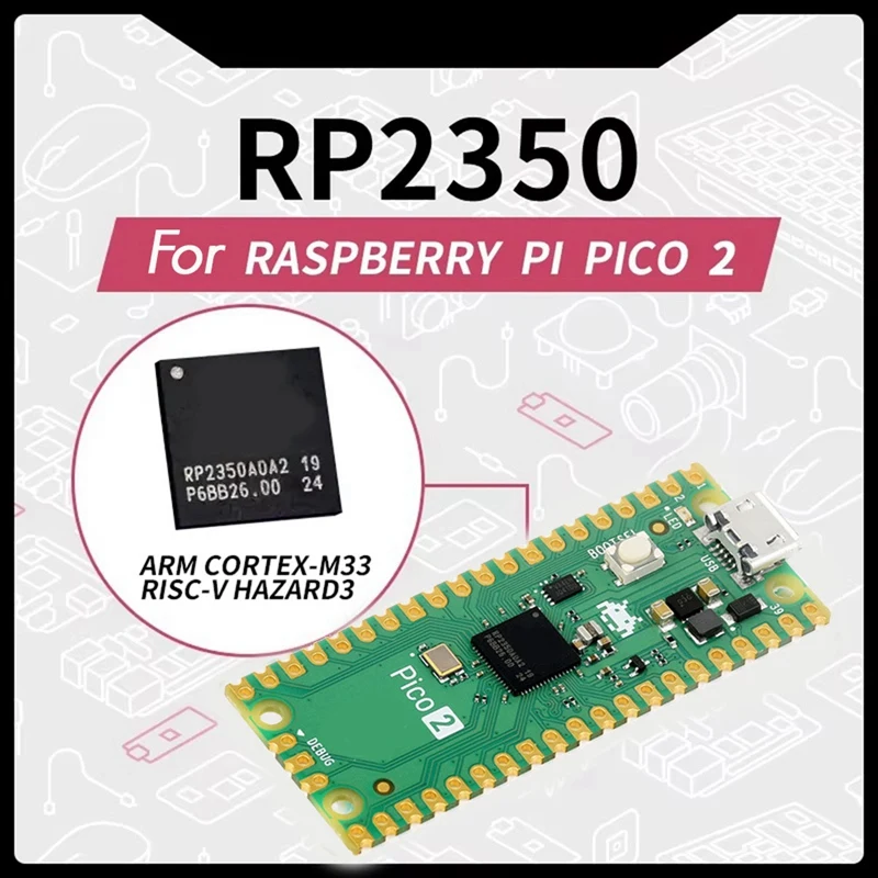 Per Raspberry Pi Pico 2-M Scheda di Sviluppo RP2350 Microcontrollore ARM Cortex-M33 Hazard3 RISC-V Saldatura Spille Intestazione