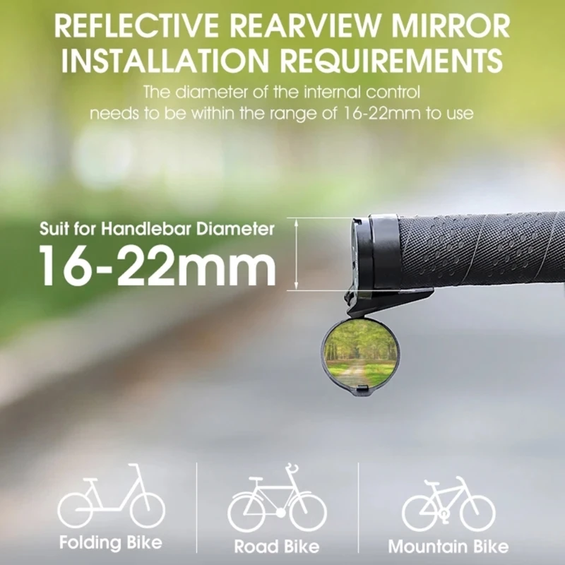 Bicycles Rearview Mirror Handlebar 360-Degree Adjustable Convex Bike Mirror Cycling Safety Warning Bicycles Reflector