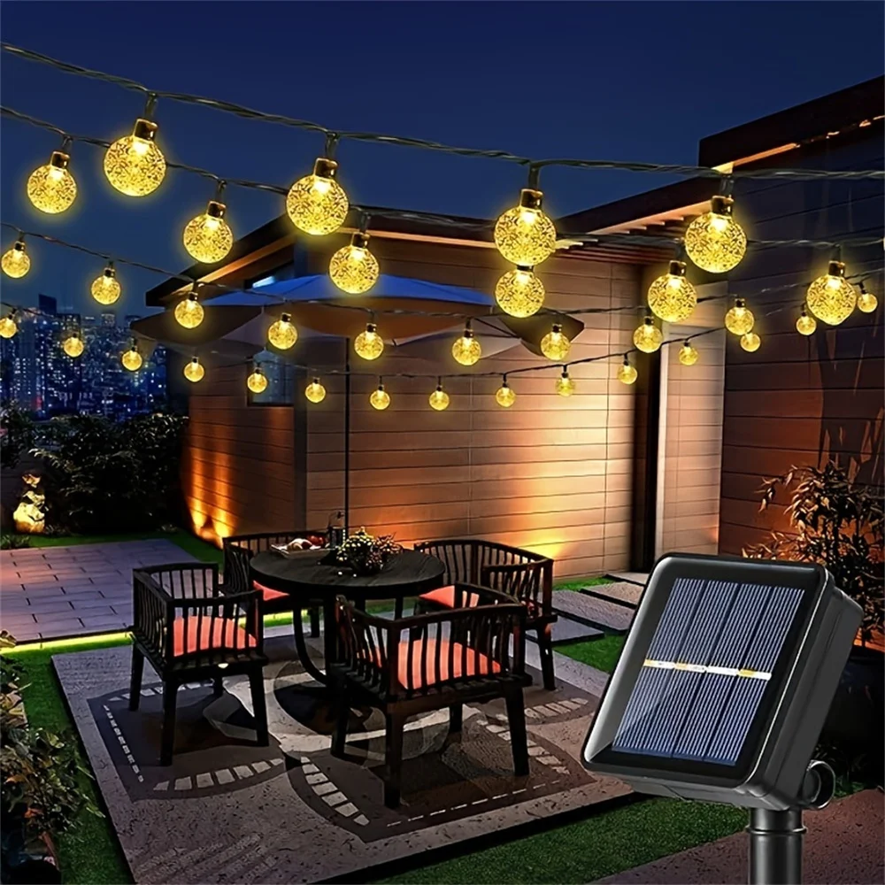 Eight-function LED Solar Bubble Ball Lights String Outdoor Courtyard Waterproof Lights Christmas Decoration Atmosphere Lights