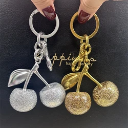 Two Types Different Styles Crystal Cherry Charm Pendant For Handbag Women's Keychain Accessory Christmas Gift